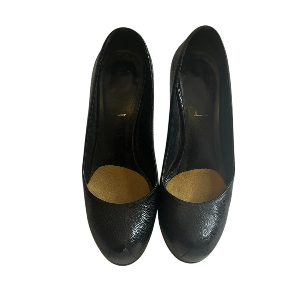 YSL Yves Saint Laurent Embossed Leather Pumps Heels Black size 34 - Picture 1 of 16